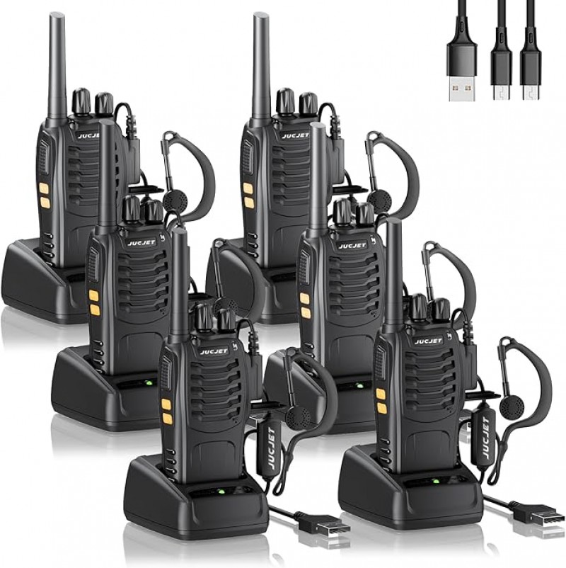 Funkgeräte Walkie-Talkies Haedset 6er-Pack verbessert Version lizenzfrei 16-Kanal 3-5 km Reichweite