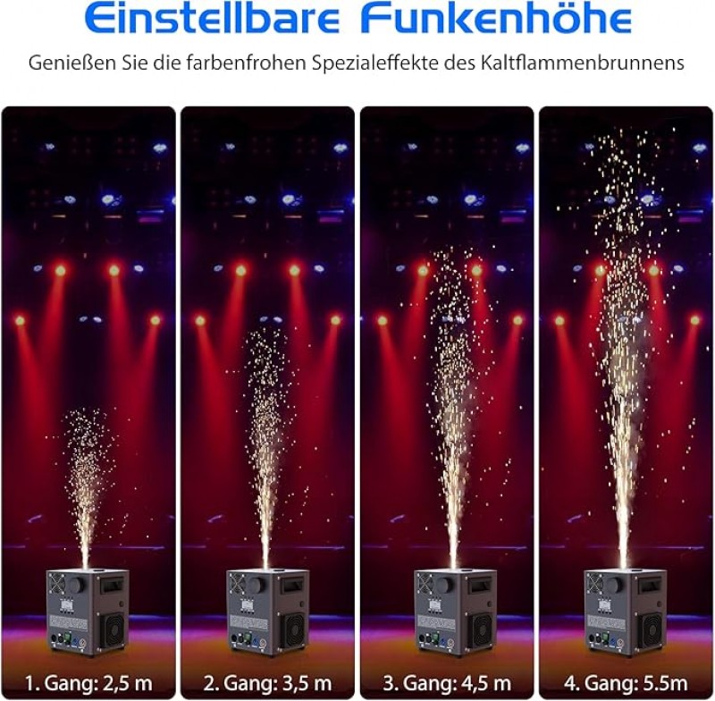 Pyrotechnik-Maschinen 1000 W Funkenmaschine 2 DMX-Kaltfunkenmaschinen mit Flightcase – 3