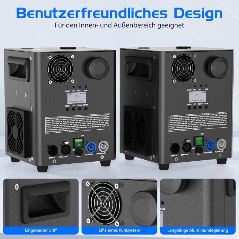 Pyrotechnik-Maschinen 1000 W Funkenmaschine 2 DMX-Kaltfunkenmaschinen mit Flightcase – Thumbnail 9
