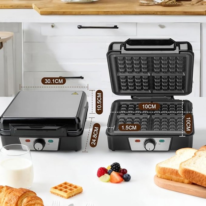 Miniwaffeleisen Waffeleisen Mini Waffeleisen Waffle Pancake Maker Maschine klassisch für 4 Waffeln – 3