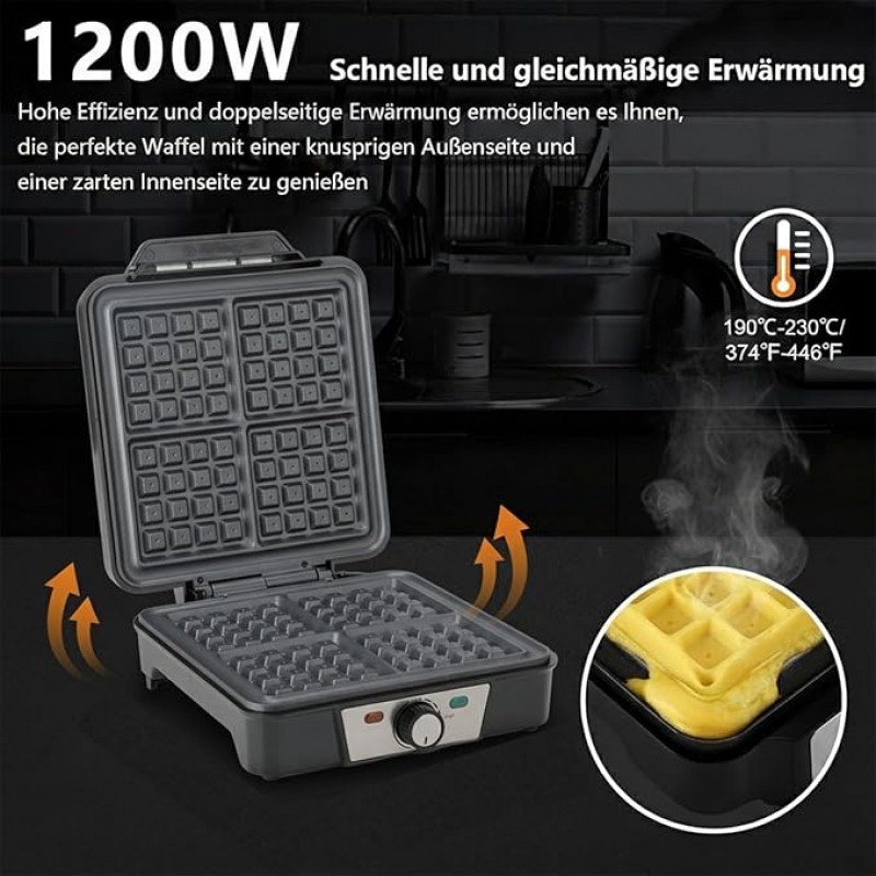 Miniwaffeleisen Waffeleisen Mini Waffeleisen Waffle Pancake Maker Maschine klassisch für 4 Waffeln – Thumbnail 7