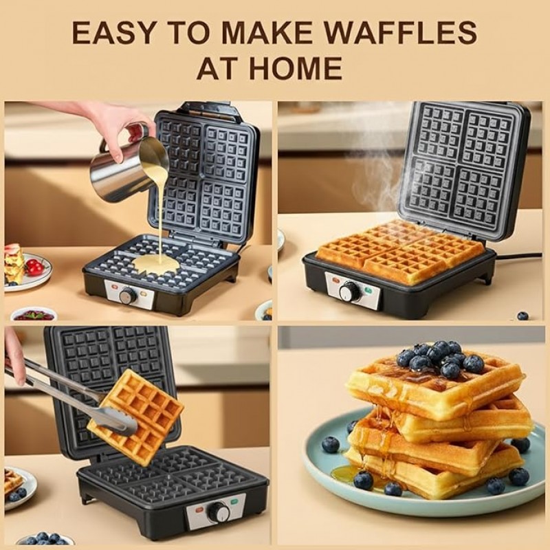 Miniwaffeleisen Waffeleisen Mini Waffeleisen Waffle Pancake Maker Maschine klassisch für 4 Waffeln