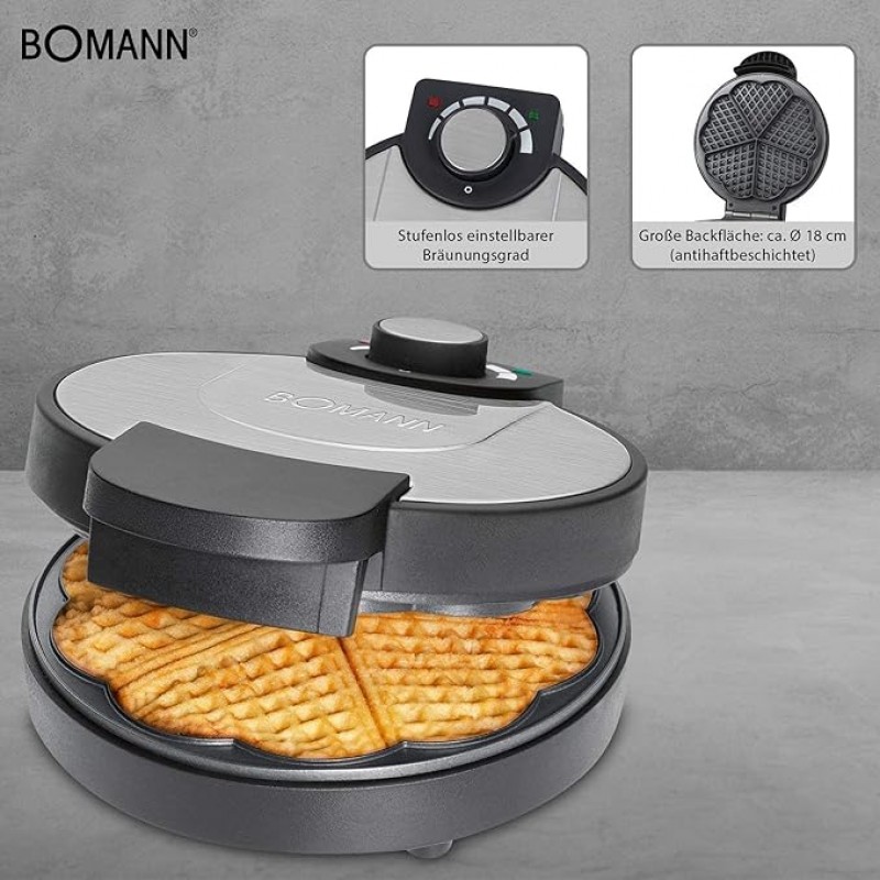 Waffelautomat Waffeleisen Herzform Antihaftbeschichtung 1000 Watt mit Überhitzungsschutz Backampel – 5