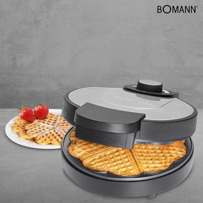 Waffelautomat Waffeleisen Herzform Antihaftbeschichtung 1000 Watt mit Überhitzungsschutz Backampel