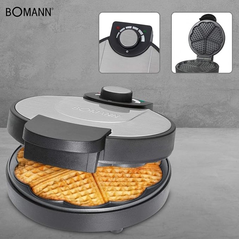 Waffelautomat Waffeleisen Herzform Antihaftbeschichtung 1000 Watt mit Überhitzungsschutz Backampel – Thumbnail 6