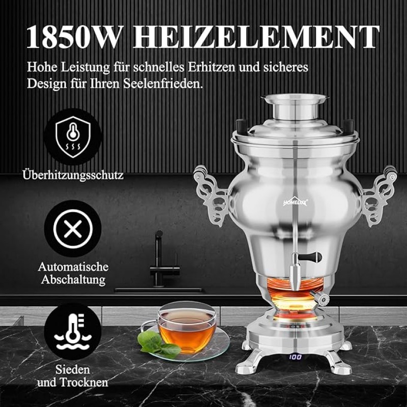 Teemaschine elektrisch Wasserkocher Teekocher Edelstahl 1850 Watt 5 L + 1,6 L Teekannen Set Warmhalt – 2