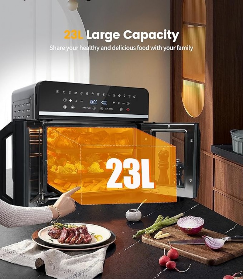 Heißluftfritteuse 23 L Minibackofen Multikocher Dual Zone XXL 1800 W LED-Touchscreen 15 Programme – 5