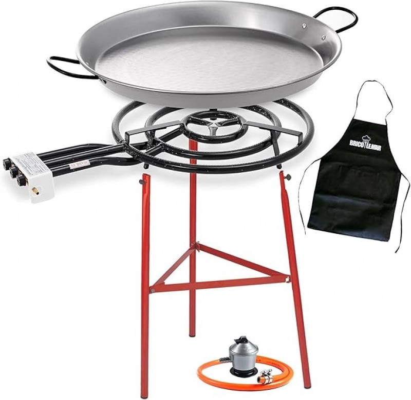 Paella-Pfanne-Set 60 cm Gourmetpfanne Multifunktionspfanne schwarz ideal für Paella Outdoor-Cooking