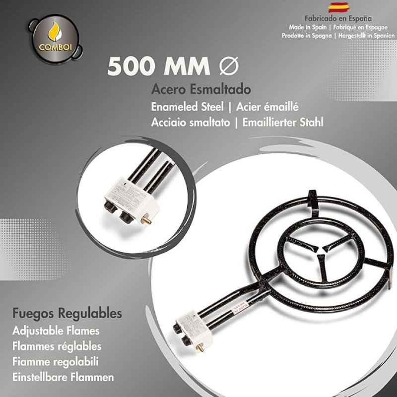Paella-Brenner-Set Paella-Pfanne 2 Grillpfannen Omelettpfanne Butangas emailliert 60 cm + 42 cm – 2