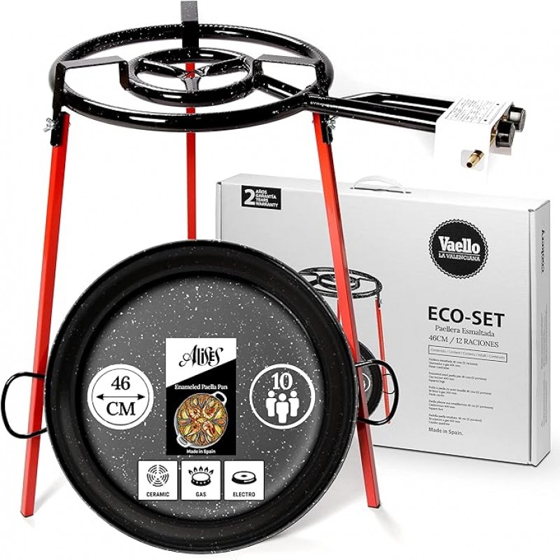 Paella-Kochset Grillpfanne (Eco-Set) mit Paella-Pfanne aus emailliertem Stahl 46 cm Gasbrenner 40 cm – 2