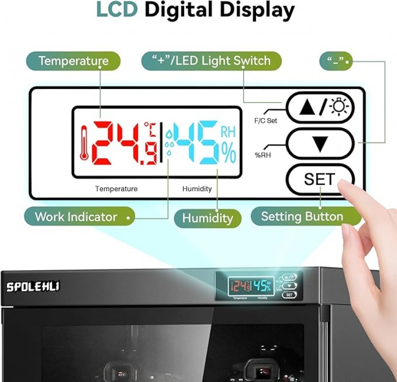 Digitaler Luftentfeuchter Kamera Trockenschrank 105 L elektronische Trockenbox energiesparenden LED – 5