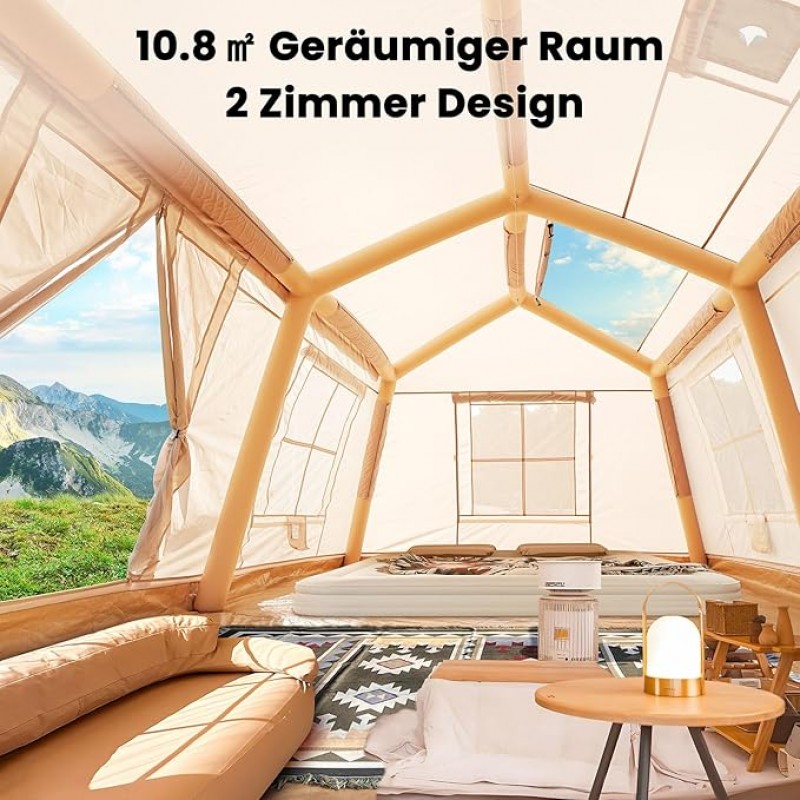 Zelt aufblasbar 8 Personen Camping Outdoor Campingzelt aufblasbares Glampingzelt wasserdicht – 3