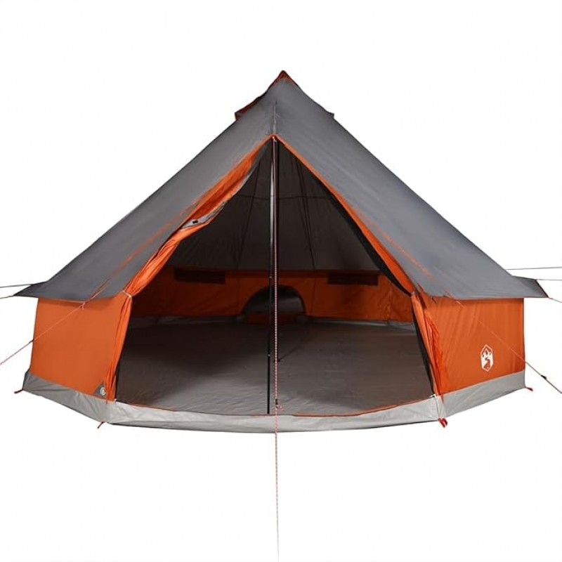 Tipi-Familienzelt 8 Personen Campingzelt Gruppenzelt Gartenzelt Zelt grau und orange wasserdicht – 4