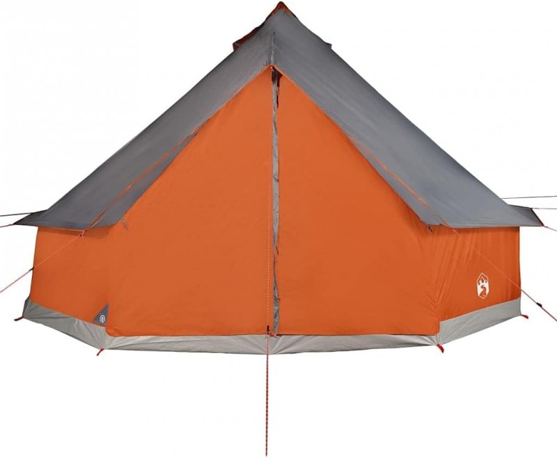 Tipi-Familienzelt 8 Personen Campingzelt Gruppenzelt Gartenzelt Zelt grau und orange wasserdicht – 5