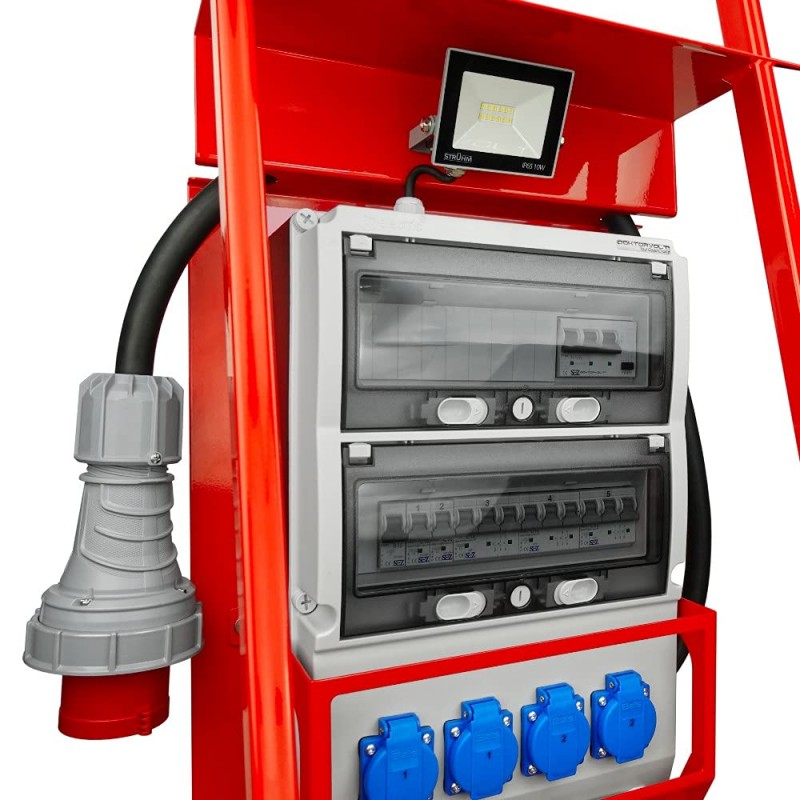 Baustromverteiler mit Ständer Stromstation Stromverteiler eXT S/FI SET 32A 2 x 16A 4 x 230 V – Thumbnail 6