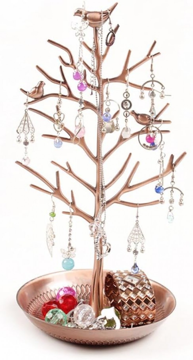 Schmuckhalter Baum Kettenständer Schmuckständer mit Vögel Deko Schmuck Baum für Ketten Ring Ohrring
