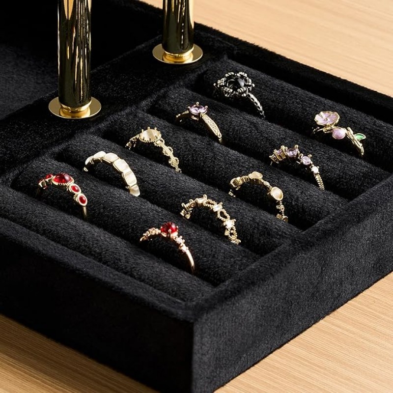 Schmuckständer Schmuck Organizer mit 3 Ebenen schwarz Armbänder abnehmbarer T-Steg Schmuck Ständer – Thumbnail 6