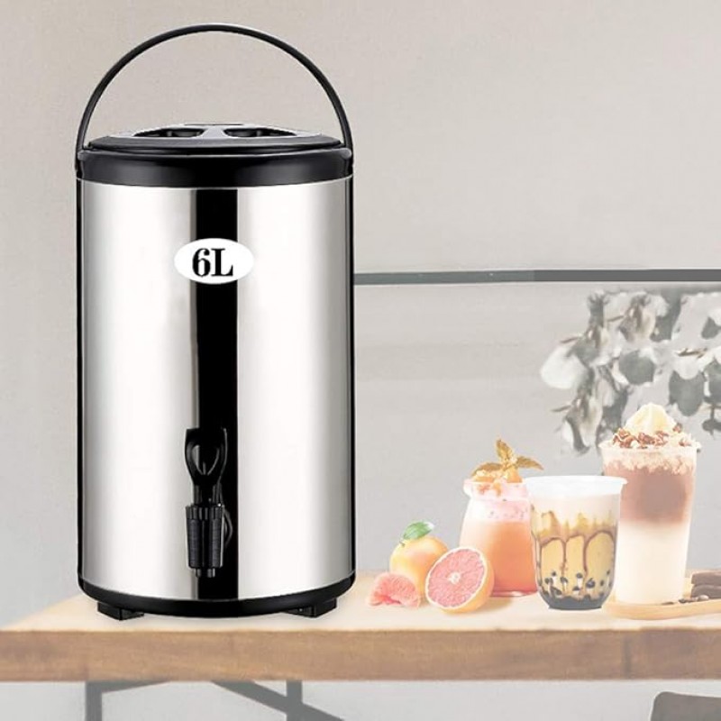 Suppenkessel isolierter Catering-Getränkespender Heißwasserspender Edelstahl mit Hahn 16 L Milchtee