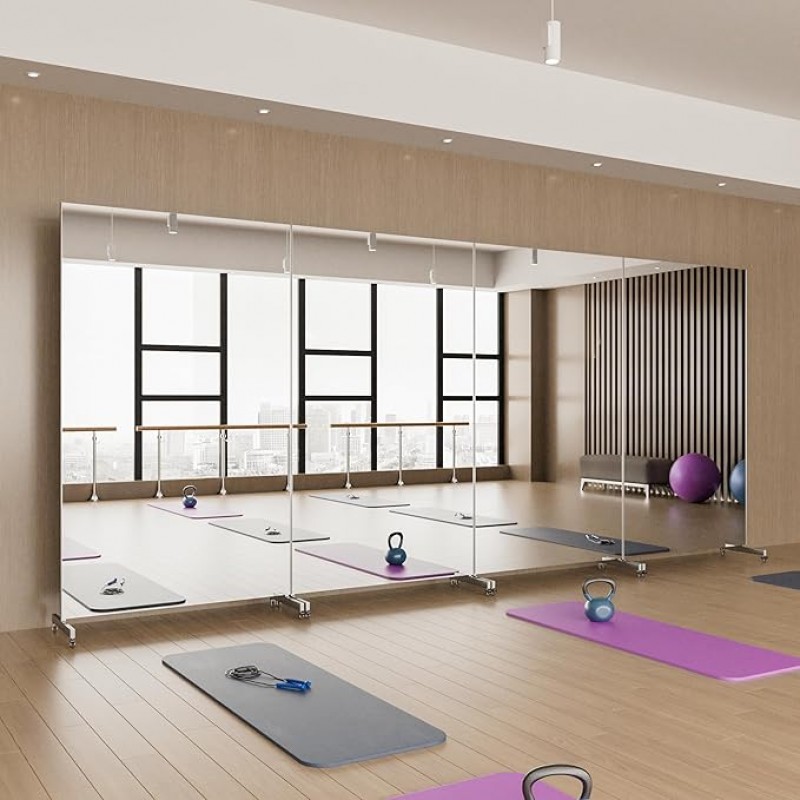 Ganzkörperspiegel 170 x 100 cm Spiegel Fitnessraum groß mit Rollen 360° drehbar Standspiegel Spiegel – 4
