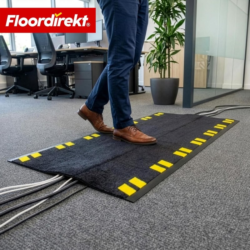Kabelschutzmatte Sicherheitsmatte Kabelbrücke 120 × 40 cm rutschfeste mit integriertem Kabelkanal – Thumbnail 6