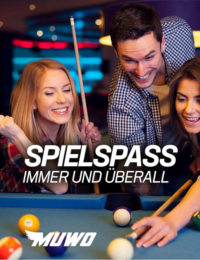Pool Billard Billardtisch Tischbillard inkl. einem Satz Kugeln Aufbaudreieck 2 Queues mit Kreide – 4