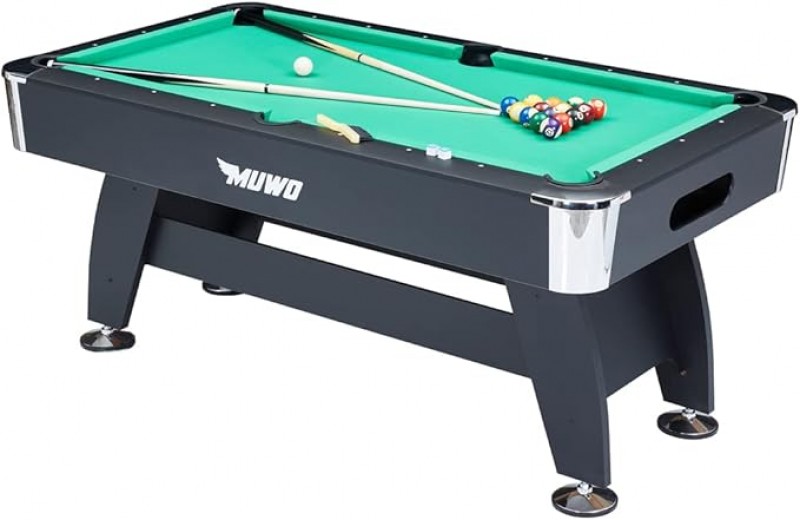Pool Billard Billardtisch Tischbillard inkl. einem Satz Kugeln Aufbaudreieck 2 Queues mit Kreide