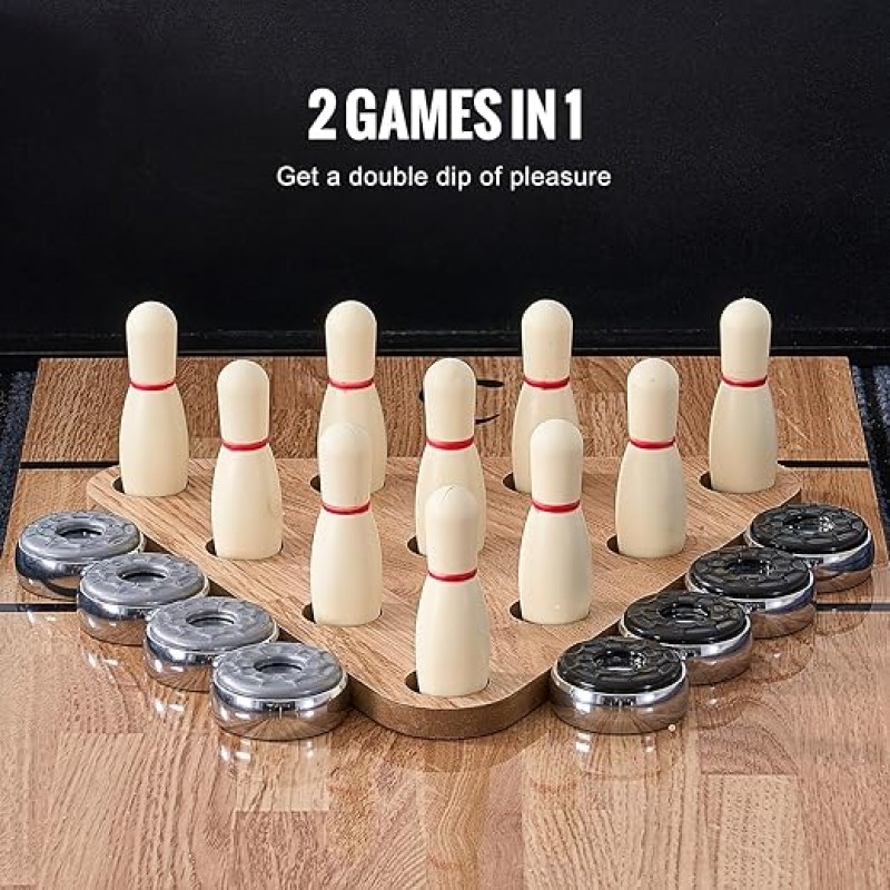 Bowlingset Shuffleboard-Tisch 9 Fuß Shuffleboard 2-in-1 Shuffleboard- und Bowling-Kombispielset – 3