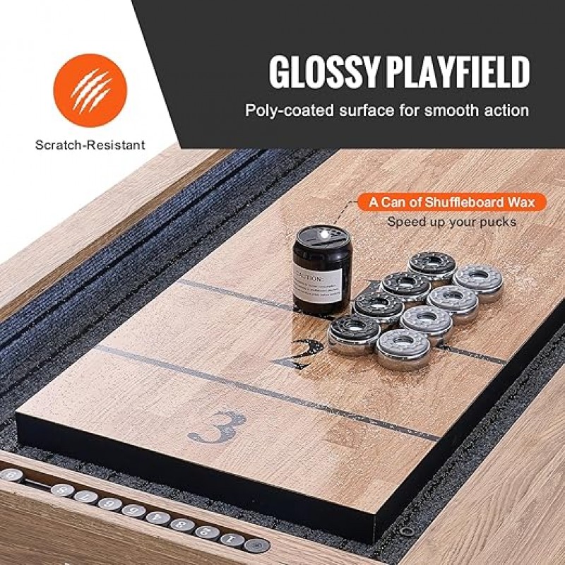 Bowlingset Shuffleboard-Tisch 9 Fuß Shuffleboard 2-in-1 Shuffleboard- und Bowling-Kombispielset – 4