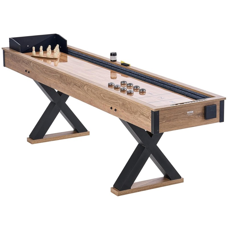 Bowlingset Shuffleboard-Tisch 9 Fuß Shuffleboard 2-in-1 Shuffleboard- und Bowling-Kombispielset – Thumbnail 7