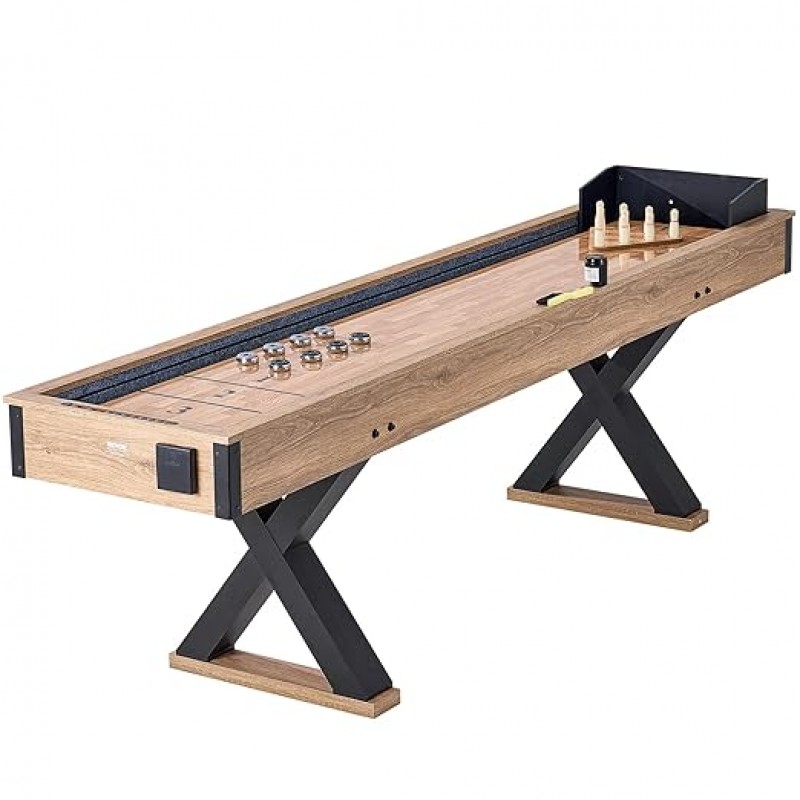 Bowlingset Shuffleboard-Tisch 9 Fuß Shuffleboard 2-in-1 Shuffleboard- und Bowling-Kombispielset