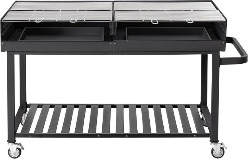 Riesengrill Holzkohlegrillwagen Grillwagen Grill Megagrill Holzkohlegrill 178 x 91 x 102 cm Ablage – 5