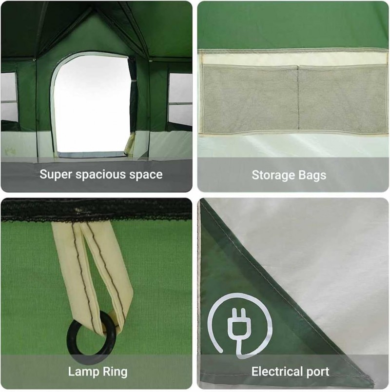 Camping Zelt Familienzelt Gruppenzelt Campingzelt 6220 x 2950 x 2380 mm Fenster bis 12-Personen – Thumbnail 7