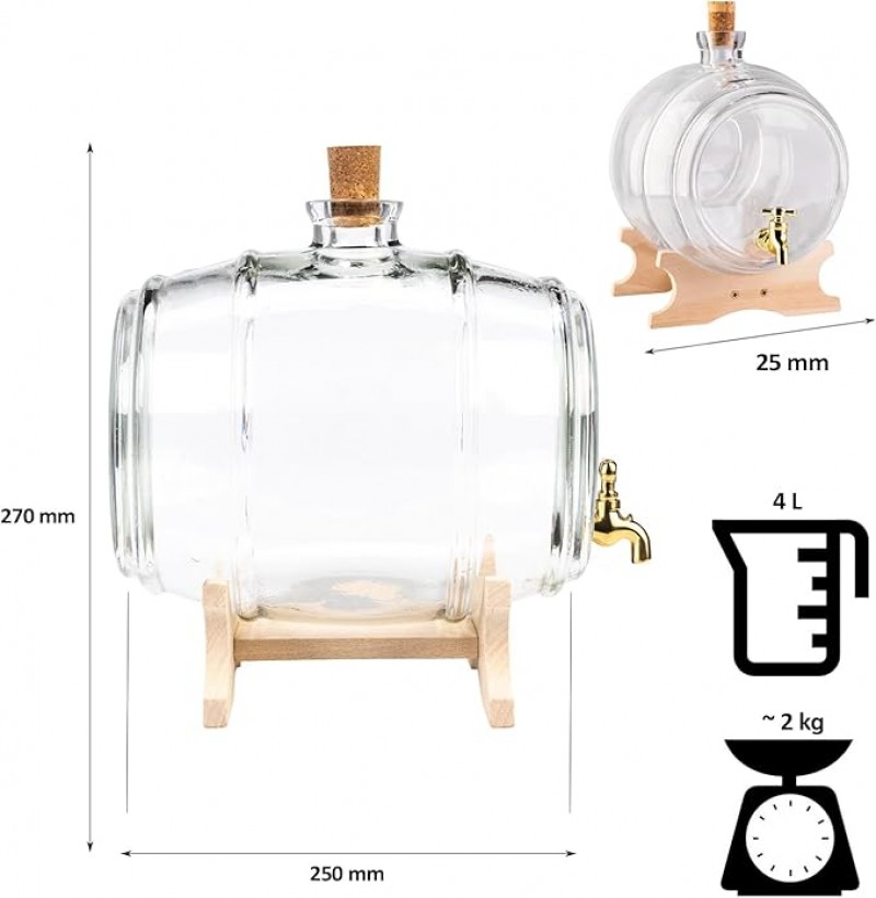 Schnapsspender Getränkespender Schnaps Spender Wasserspender Fass mit Zapfhahn 4 L Getränkespender – 3