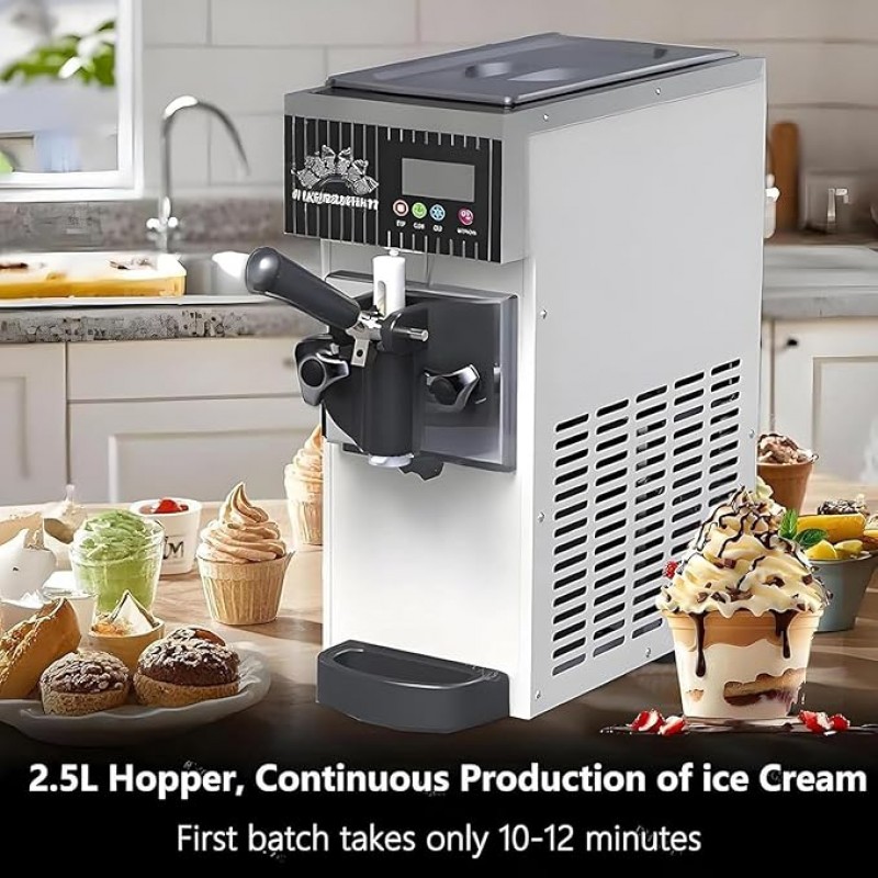 Eismaschine Softeismaschine 450 W 4–5 kg/h Leistung vertikale mit Selbstreinigung LCD-Display – 4