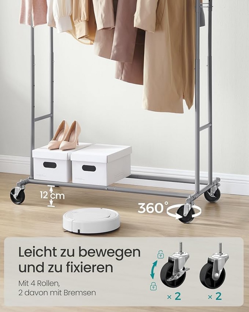 Garderobe Kleiderständer auf Rollen Garderobenständer Metall Garderobenstange Kleiderstange – 5