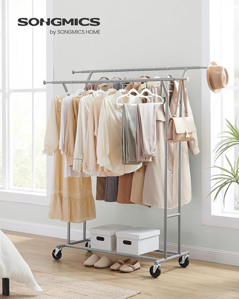 Garderobe Kleiderständer auf Rollen Garderobenständer Metall Garderobenstange Kleiderstange