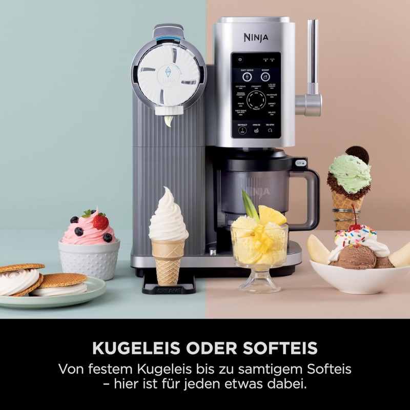 Swirl Eismaschine CREAMi Scoop & Swirl Softeismaschine 2 Behälter 12 Funktionen Eiscreme Softeis – 4