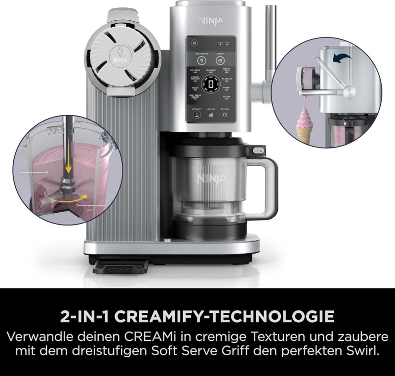 Swirl Eismaschine CREAMi Scoop &amp; Swirl Softeismaschine 2 Behälter 12 Funktionen Eiscreme Softeis – Thumbnail 8