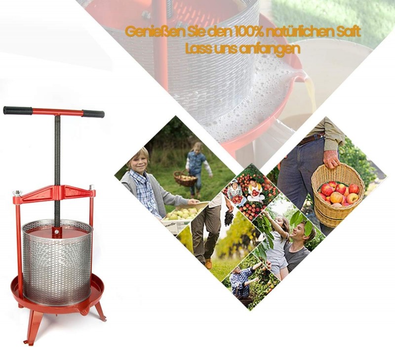 Obstpresse Apfelpresse Weinpresse Saftpresse Traubenpresse Beerenpresse 14 L aus Edelstahl – Thumbnail 6