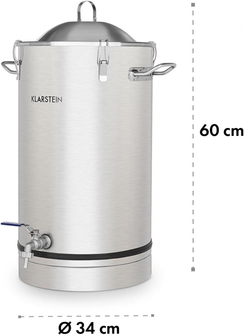 Gärkessel Fermentierkessel Bierbraugerät Maischkessel Gärbehälter 30 L Ablasshahn Edelstahl silber – 2
