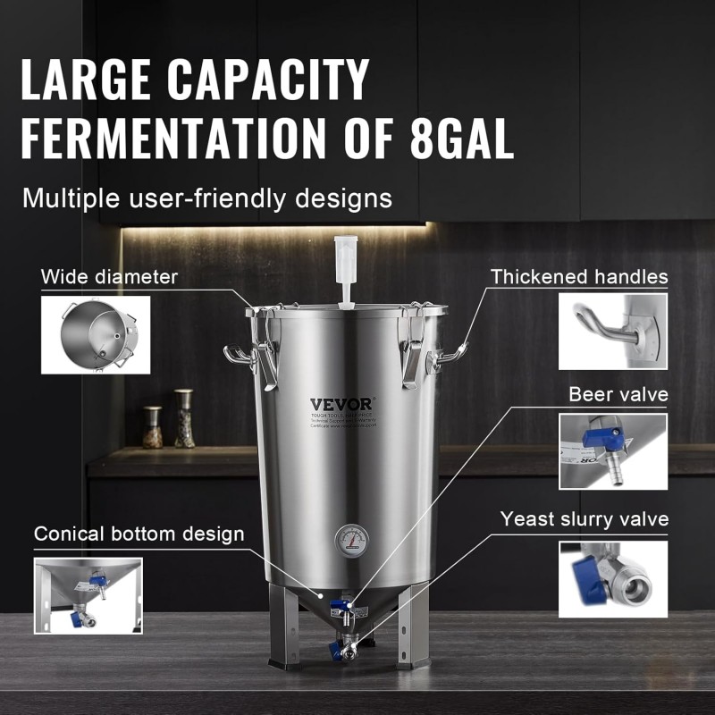 Bierfermenter Bierbrauanlage Bierbraugerät Edelstahl 30 L Braueimer-Fermenter brauen Heimbrauerei – Thumbnail 6