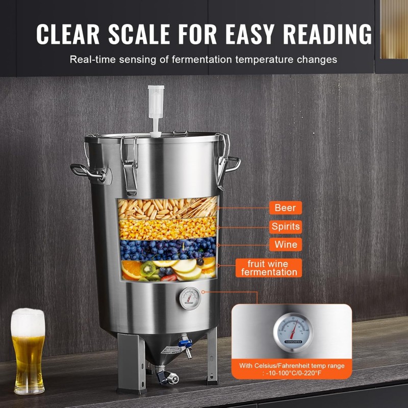 Braueimer Bierbrauanlage Bierbraugerät Kessel aus Edelstahl 60 L Bierfermenter Fermenter zum Brauen – Thumbnail 6