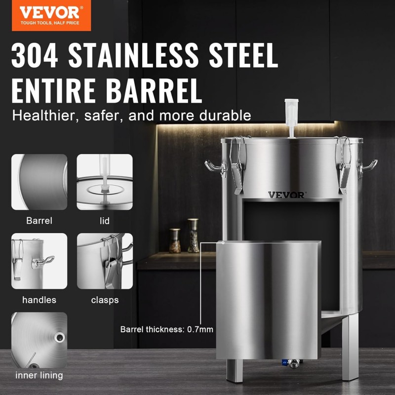 Braueimer Bierbrauanlage Bierbraugerät Kessel aus Edelstahl 60 L Bierfermenter Fermenter zum Brauen – 2