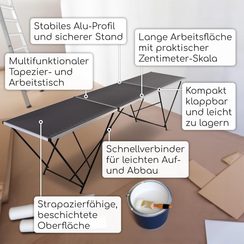 Tapeziertisch Malertisch Heimwerkertisch Arbeitstisch Gartentisch Alu Multifunktionstisch klappbar – 5