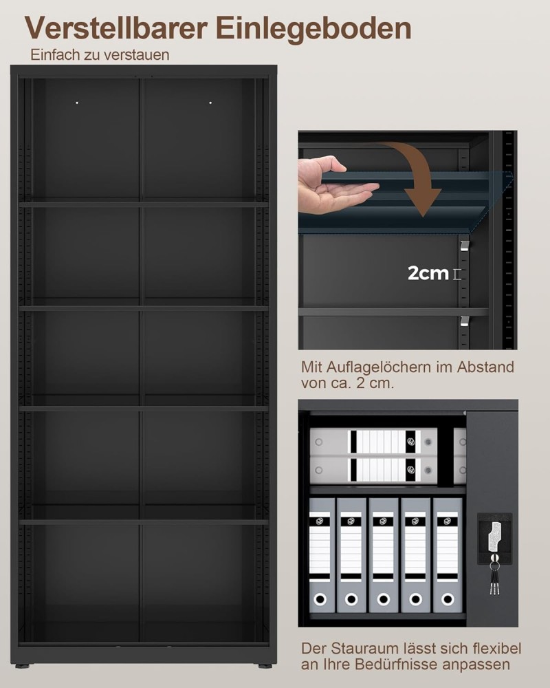 Stahlschrank Messeschrank Wertschrank Aktenschrank Aufbewahrungsschrank 5 Ebene Schloss abschließbar – Thumbnail 6