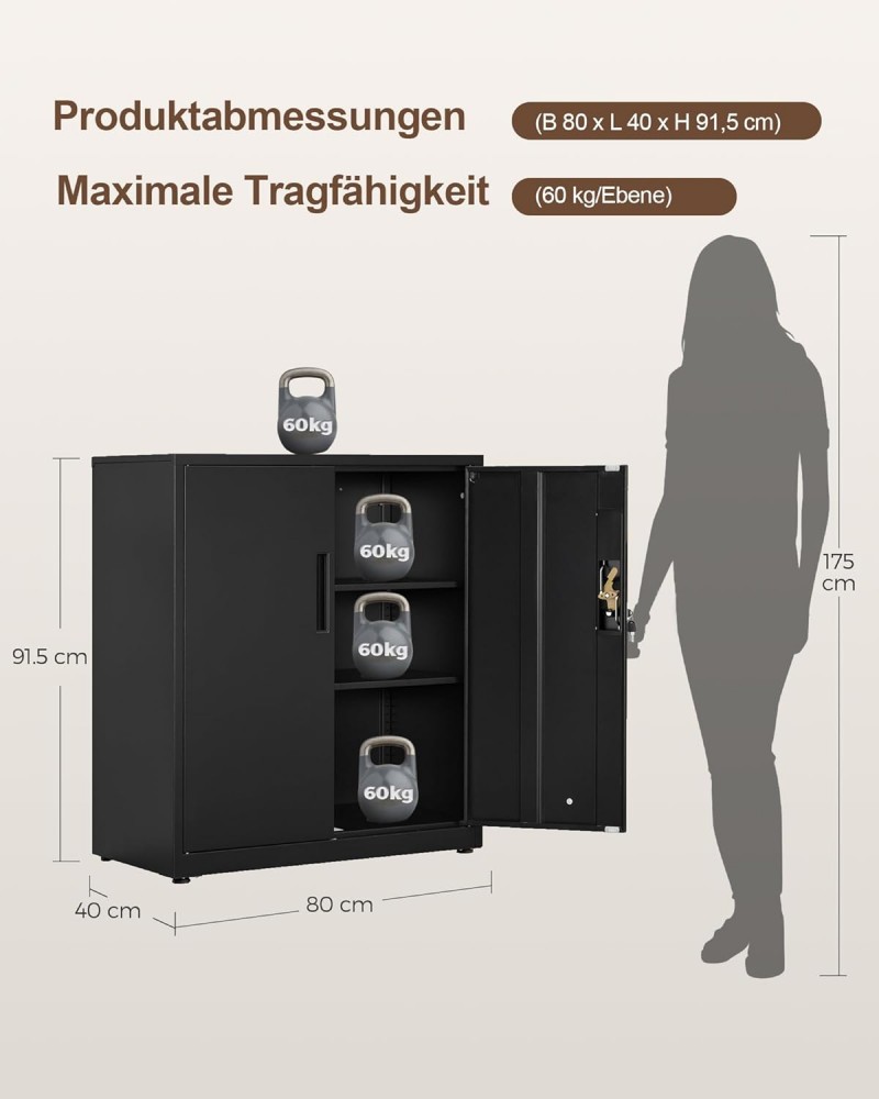 Messeschrank Wertschrank Aktenschrank Aufbewahrungsschrank Stahlschrank 3 Ebenen mit Schloss – 2