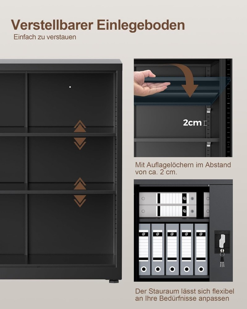 Messeschrank Wertschrank Aktenschrank Aufbewahrungsschrank Stahlschrank 3 Ebenen mit Schloss – 5