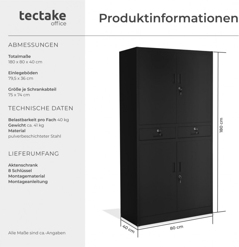 Aktenschrank Mehrzweckschrank Messeschrank Stahl Allzweckschrank abschließbar 2 Schrankabteilen – 3