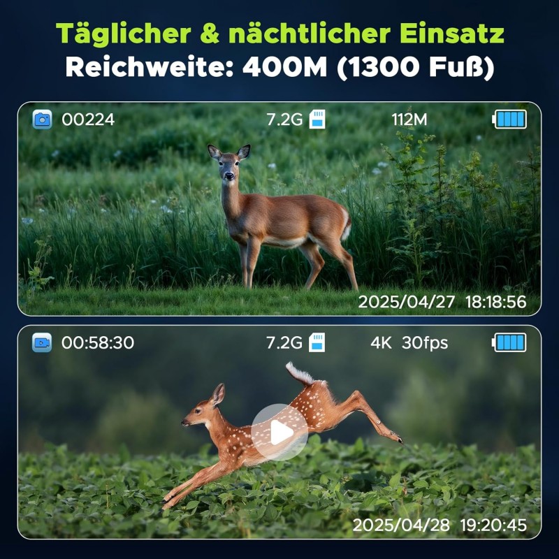 Nachtsichtkamera Nachtsichtgerät 112 MP 4K Jagd 400 m 12X Digitalzoom &amp; 5000 mAh wiederaufladbare – Thumbnail 6