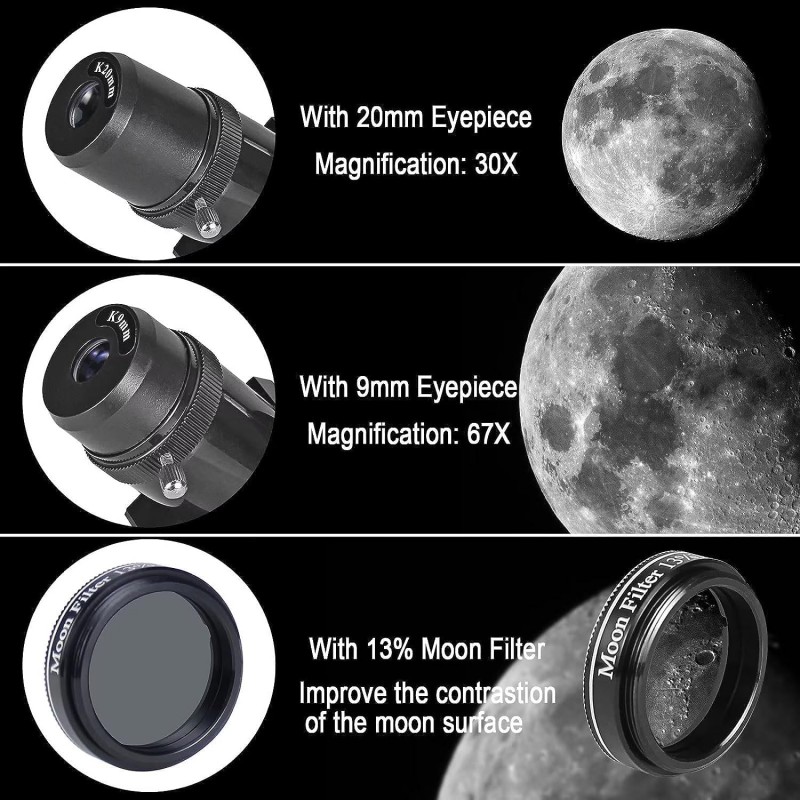 Reiseteleskop Teleskop leistungsstarkes Refraktor-Teleskop Astronomie-Einsteiger 80-mm-Öffnung 600 – 2